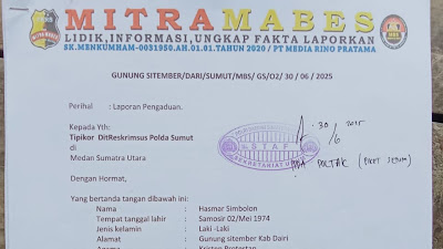 Media Mitra Mabes Resmi Laporkan Kades Gundaling Soal Dugaan Korupsi Dana Desa ke Tipikor Polda Sumut 