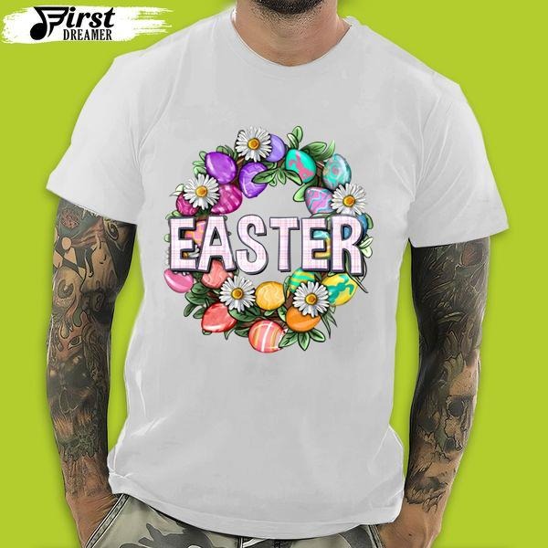 Easter With Eggs And Daisy Cute Easter T-shirts