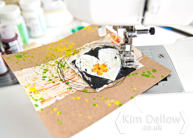 Stitching on the mixed media card