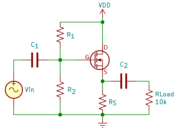 N-MOSFET Amplifier Source Follower