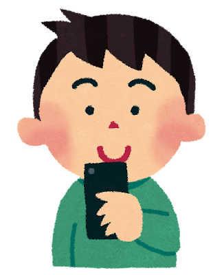 スマートフォンを使う男性のイラスト