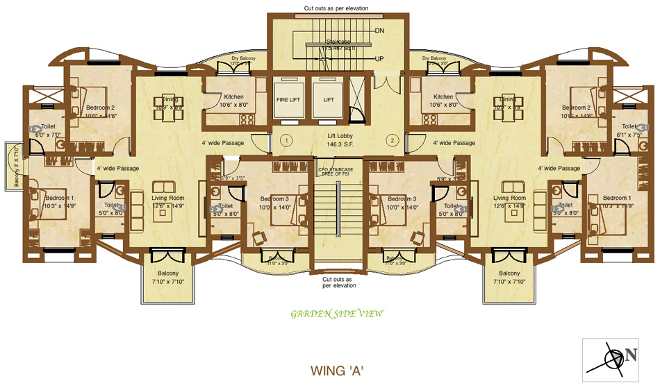 3 BHK Flat Plans