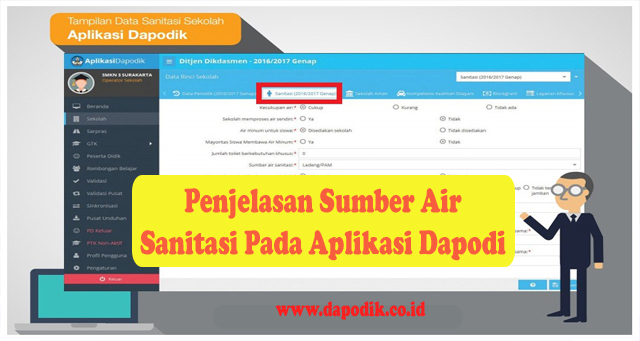 Penjelasan Sumber Air Sanitasi Pada Aplikasi Dapodik Edisi Revisi