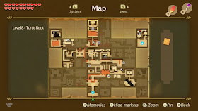 Map of the Turtle Rock dungeon after the boss was beaten. Only about half of the rooms were visited.