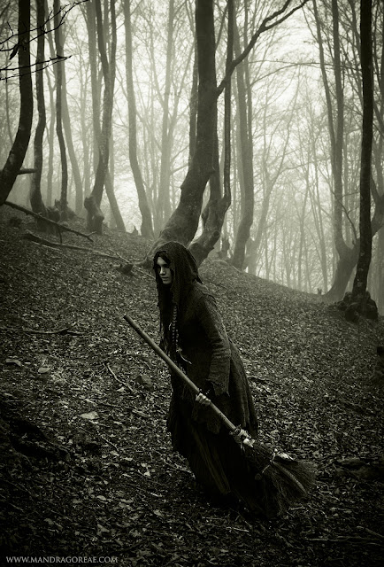 Witch Besom with a crow skull