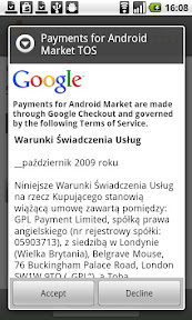 Warunki usługi Google Checkout