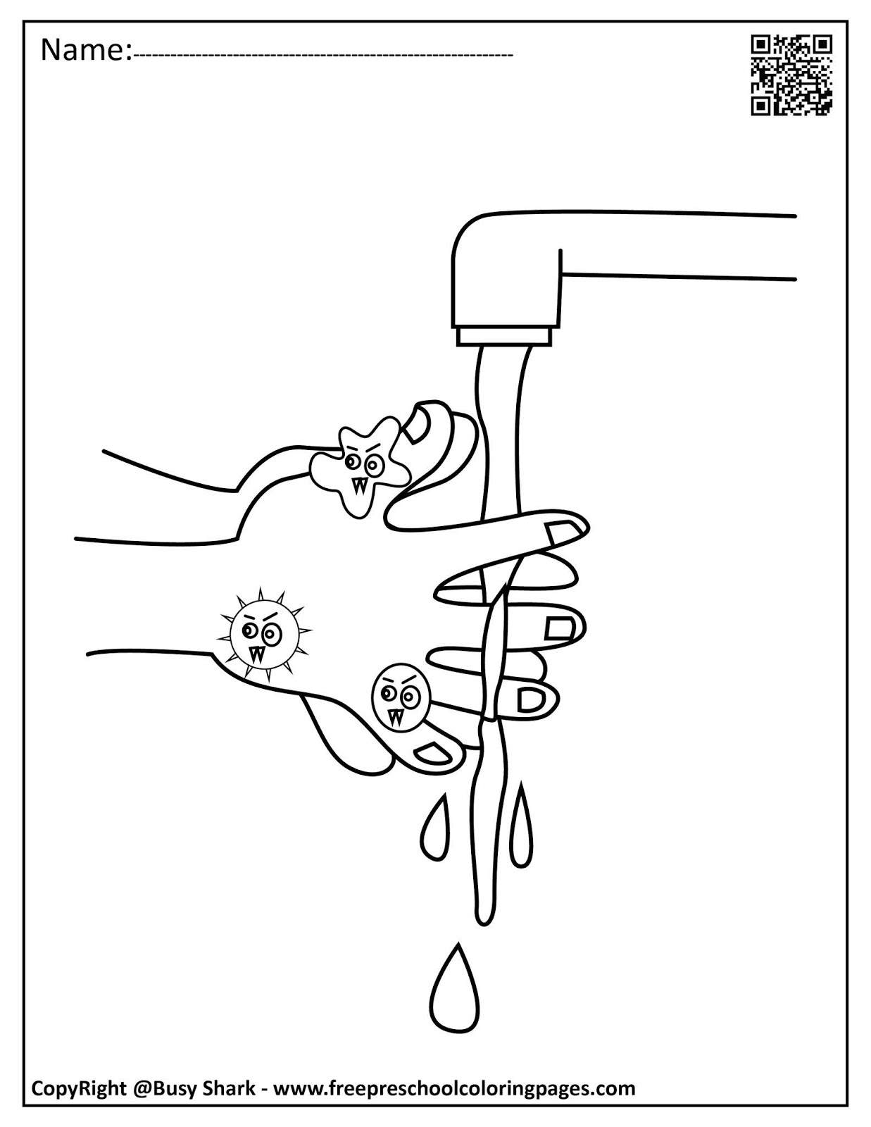 Download Set of Hand Washing and germs coloring pages
