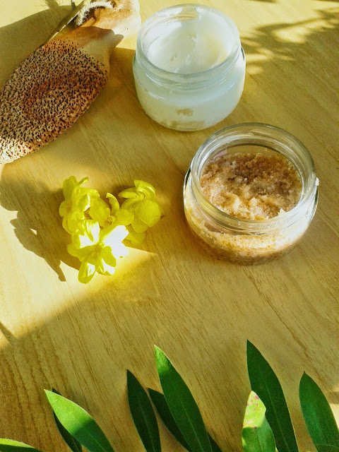 foot sugar scrub and camomile cream