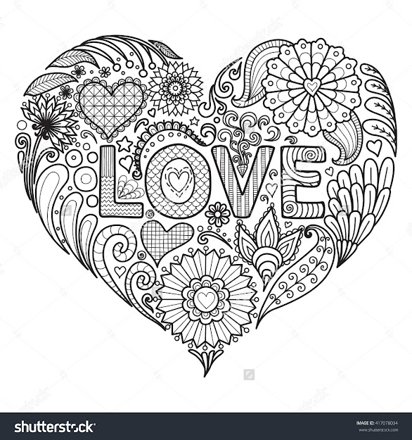Heart On Flowers Coloring Books For Adult Shutterstock  