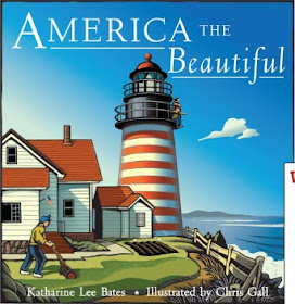 America the Beautiful the song by Katharine Lee Bates is in a beautiful picture book form with illustrations from Chris Gall.  Teachers and parents will enjoy this book for lessons or for all ages, toddlers to adutls, to enjoy.  Alohamora Open a Book http://www.alohamoraopenabook.blogspot.com/