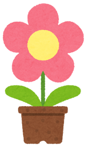 鉢植の花のイラスト（ピンク）