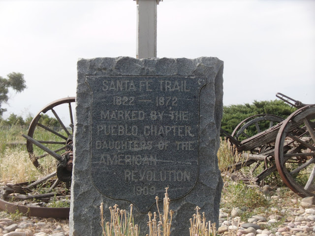 Pueblo Chapter Daughters of the American Revolution 1909 engraved marking the Santa Fe Trail