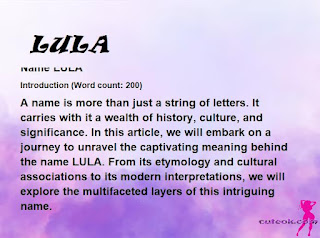 meaning of the name "LULA"