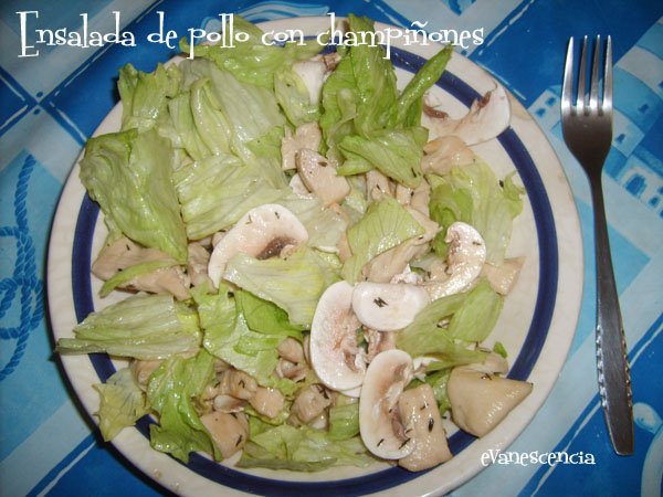 ensalada pollo champiñones