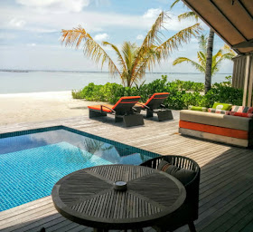 Private swimming pools at Club Med Finolu Beach Villas, Maldives