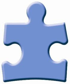 Blue puzzle piece with beveled edges, such as that used as a logo by Autism Speaks