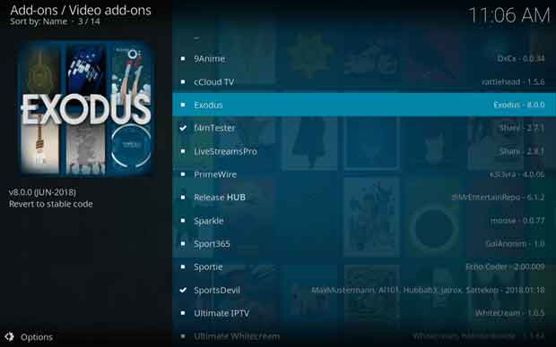 instal dan setting add-on kodi exodus 14