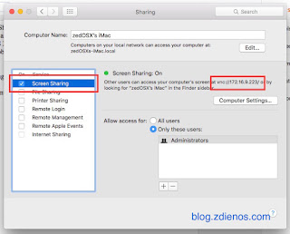 Mengakses Mac OS X melalui Screen Sharing - Screen Sharing Window