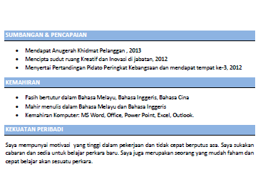 Format Resume Bahasa Melayu Pdf - Resume