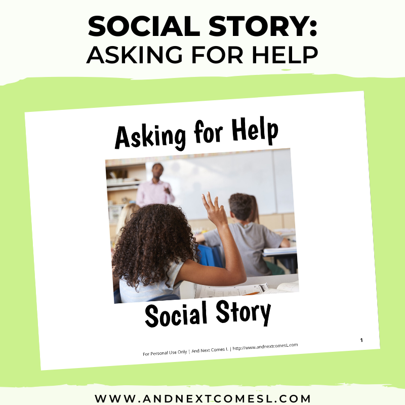 Printable social story for kids with autism about asking for help