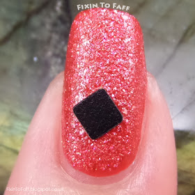 Red and black checkered nail art using square matte glitters from born pretty store.