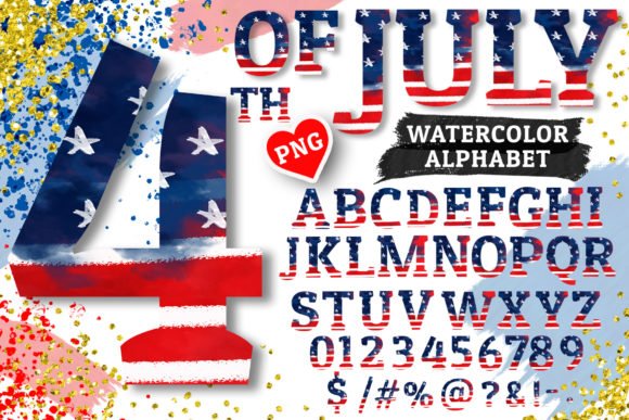 4th of July Alphabet Sublimation PNG