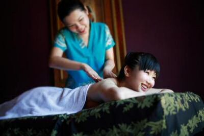 Having a rejuvenating massage at the gem island resort and spa