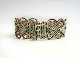 Micro macrame bracelet in khaki and greens from Knot Just Macrame.