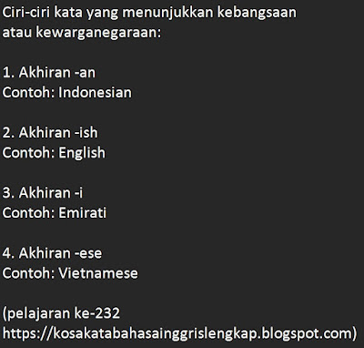 akhiran yang menunjukkan kewarganegaraan kebangsaan dalam bahasa inggris