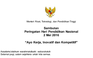 Sambutan Menteri Hari Pendidikan Nasional 2016