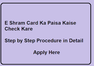 E Shram Card Ka Paisa Kaise Check Kare