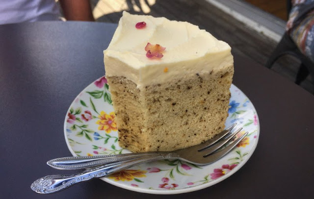 A slice of Earl Grey tea cake at Sinemei Tea, Paddington.