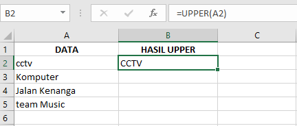 Cara Memasukkan Fungsi UPPER di Microsoft Excel