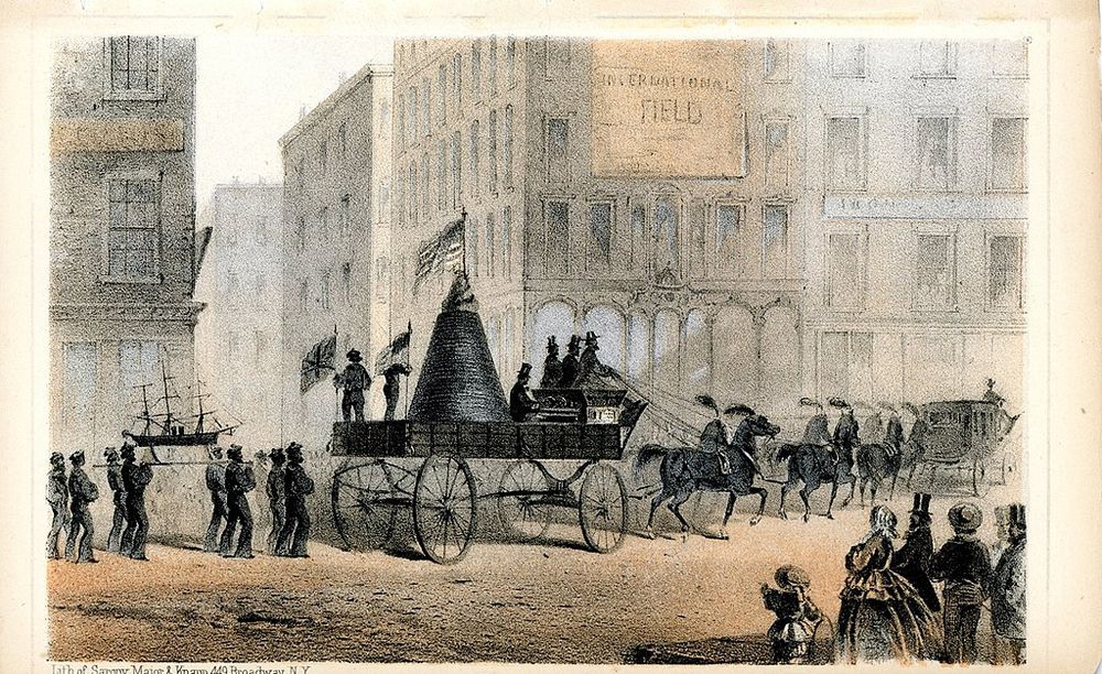 A section of the Atlantic Cable paraded on the streets of New York on the 1st Sept. 1858. 