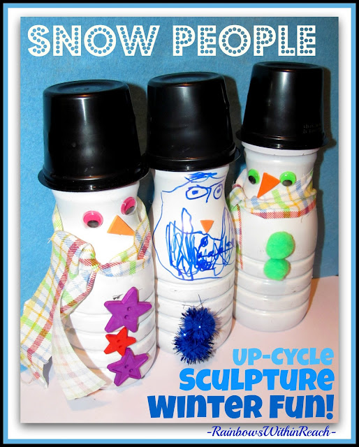 Snowpeople from UPcycled Bottles via RainbowsWithinReach