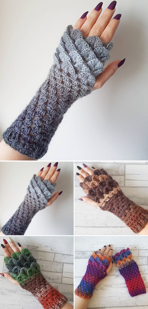 Dragon Scale Fingerless Gloves - Free Pattern