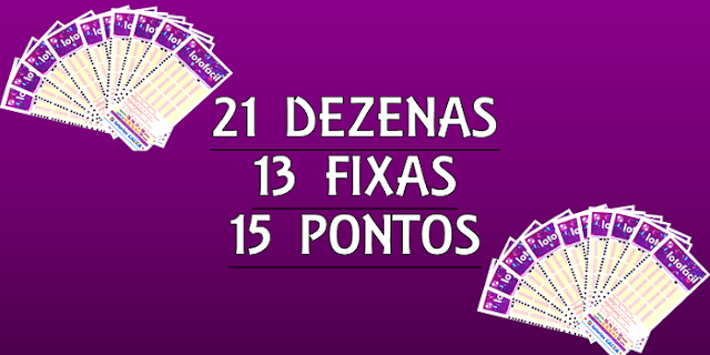 Como fechar 15 pontos na lotofácil jogando 21 dezenas com 13 fixas em 28 apostas