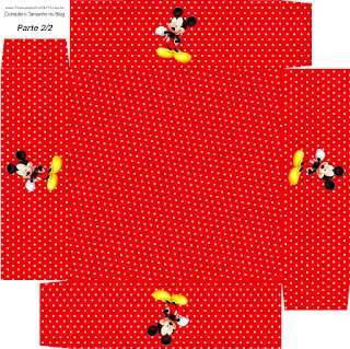 Mickey en Fondo Amarillo con Zigzags y Rojo con Lunares: Cajas para Imprimir Gratis.