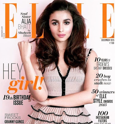 Alia Bhatt for Elle magazine cover in skin colored ballerina dress