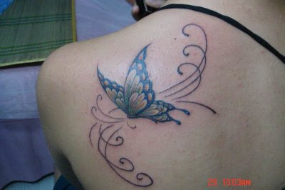 Butterfly Tattoo Design on Back Girl