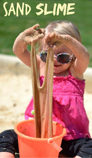 How to make Sand Slime.  What could be more fun than super stretchy, OOZING sand?  Out of all the ways we have played with sand this has definitely been a favorite!  This recipe is super easy, too!