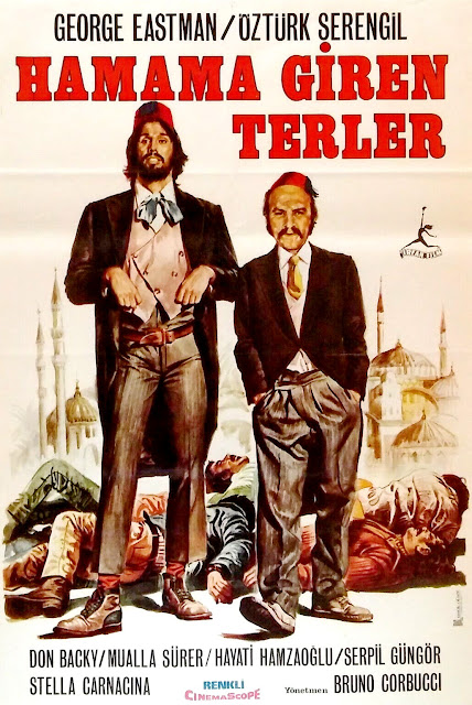 HAMAMA GIREN TERLER. Cartel. Turquía. A FUERZA DE GOLPES. A forza di sberle. 1975. Italia, Turquía. Dirección: Bruno Corbucci. Reparto: Don Backy, George Eastman, Stella Carnacina, Claudia Gravy, Gastone Pescucci, Ignazio Leone, Luca Sportelli.