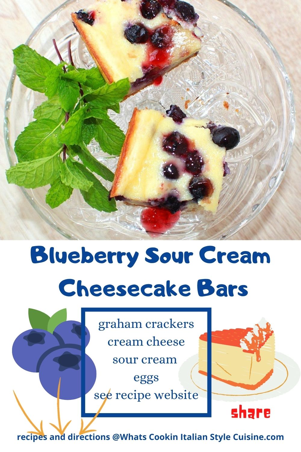 pin for later cheesecake bars with blueberries
