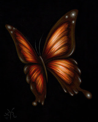 Orange Monarch Butterfly Acrylic Painting by Natalie VonRaven