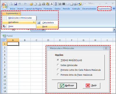 Suplemento, maiúscula. minúscula, excel, vba