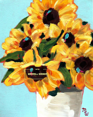 Tami's Delight original acrylic painting of sunflowers by Pennsylvania artist Merrill Weber