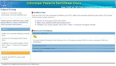 PENGUMUMAN DAFTAR CALON PESERTA SERTIFIKASI PENDIDIK TAHUN 2013