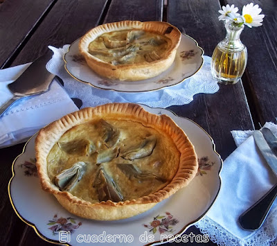 Quiché de alcachofas y pollo