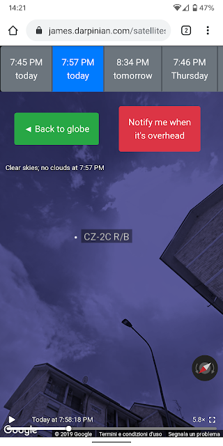 See A Satellite Tonight showing a satellite pass in Chrome on a Pixel 2 XL