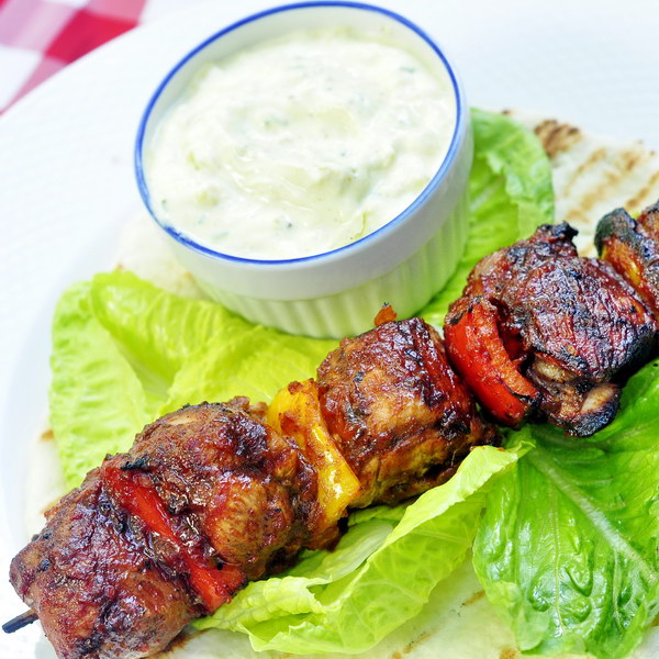 Indian Spiced Grilled Turkey with Yellow Curry Cucumber Raita